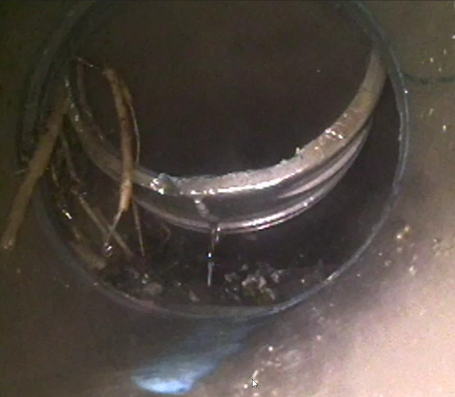 CCTV camera footage of a broken, root-infested drain in Salisbury before repair